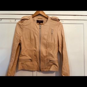 Mango genuine sheep leather jacket, in pink